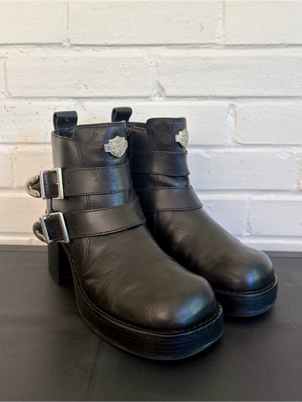Vintage 90s/00s Women’s Harley Davidson Chunky Platform Boots, SZ 6.5 - Picture 2 of 12